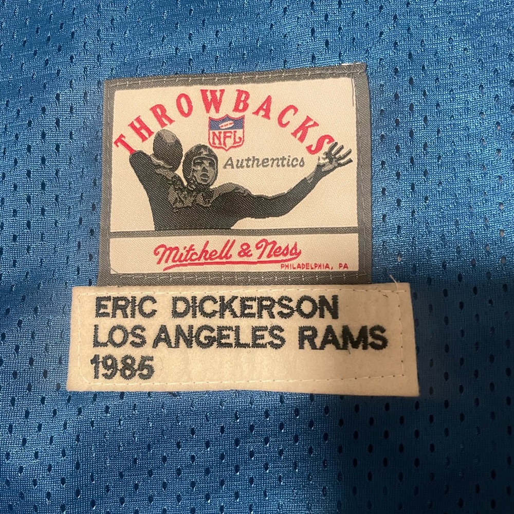 Blue and Yellow Rams Dickerson 1985 Throwback Football Jersey - Picture 4 of 4